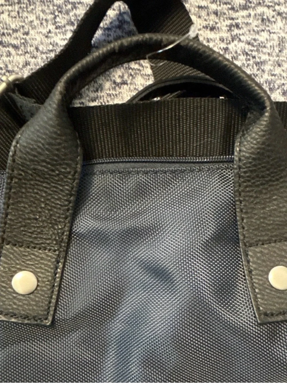 Giorgio Armani Black Nylon Duffel Bag with Leather Trim